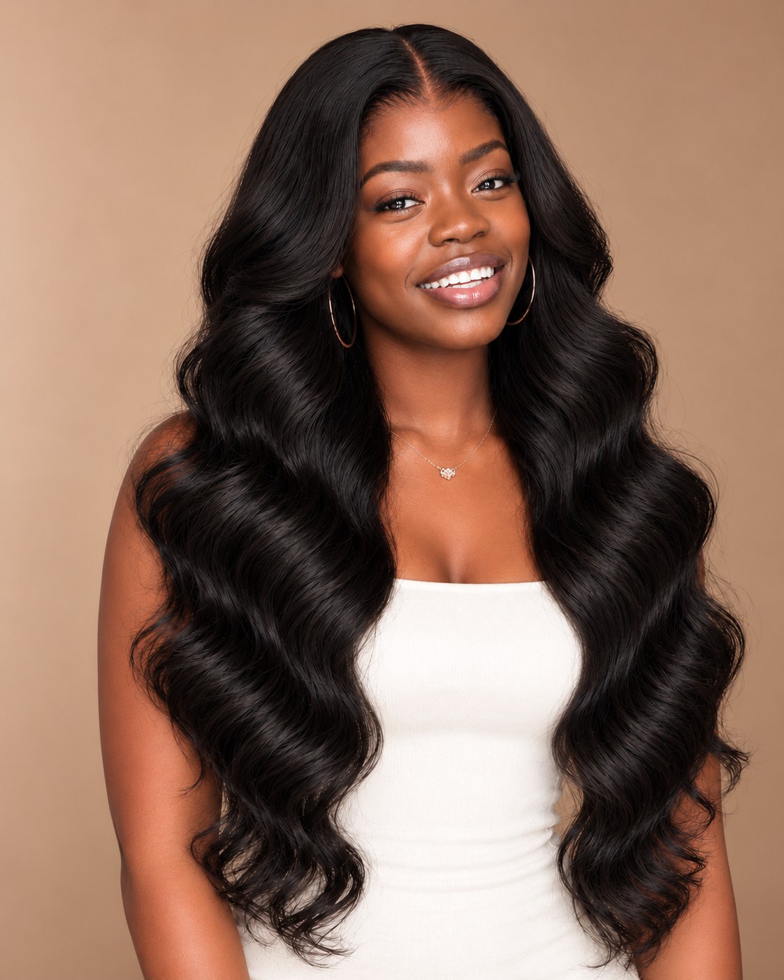 13x6 Body Wave Lace Front Wig on a model