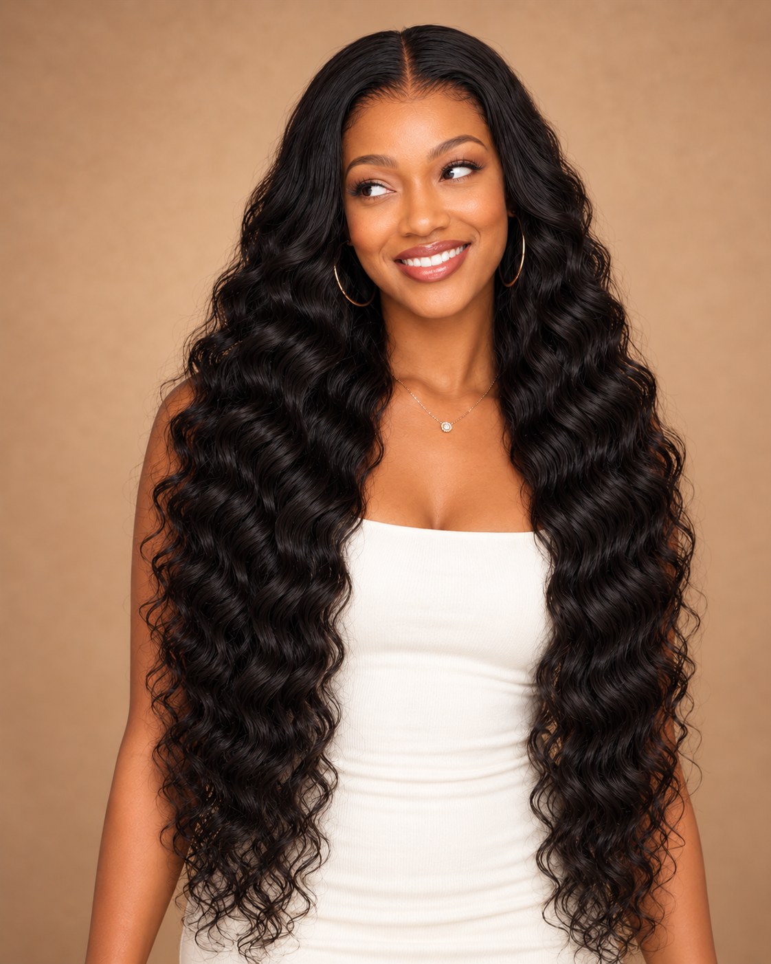 30" Deep Wave Lace Front Wig — model look 3