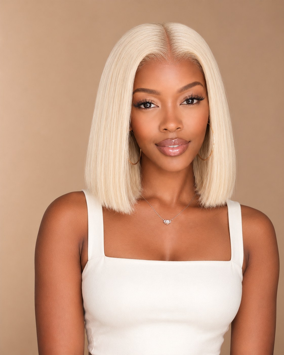 613 Blonde Blunt Bob Wig — Blunt cut bob, 2x6 lace front, pre-cut
