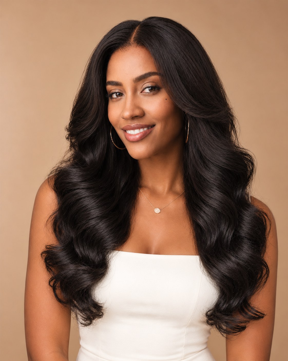 V-Part Glueless Body Wave Wig — model look 2