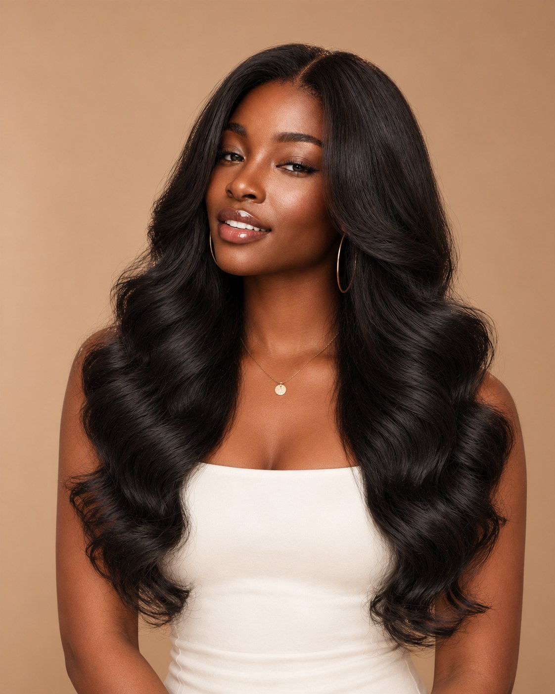 V-Part Glueless Body Wave Wig — model look 3