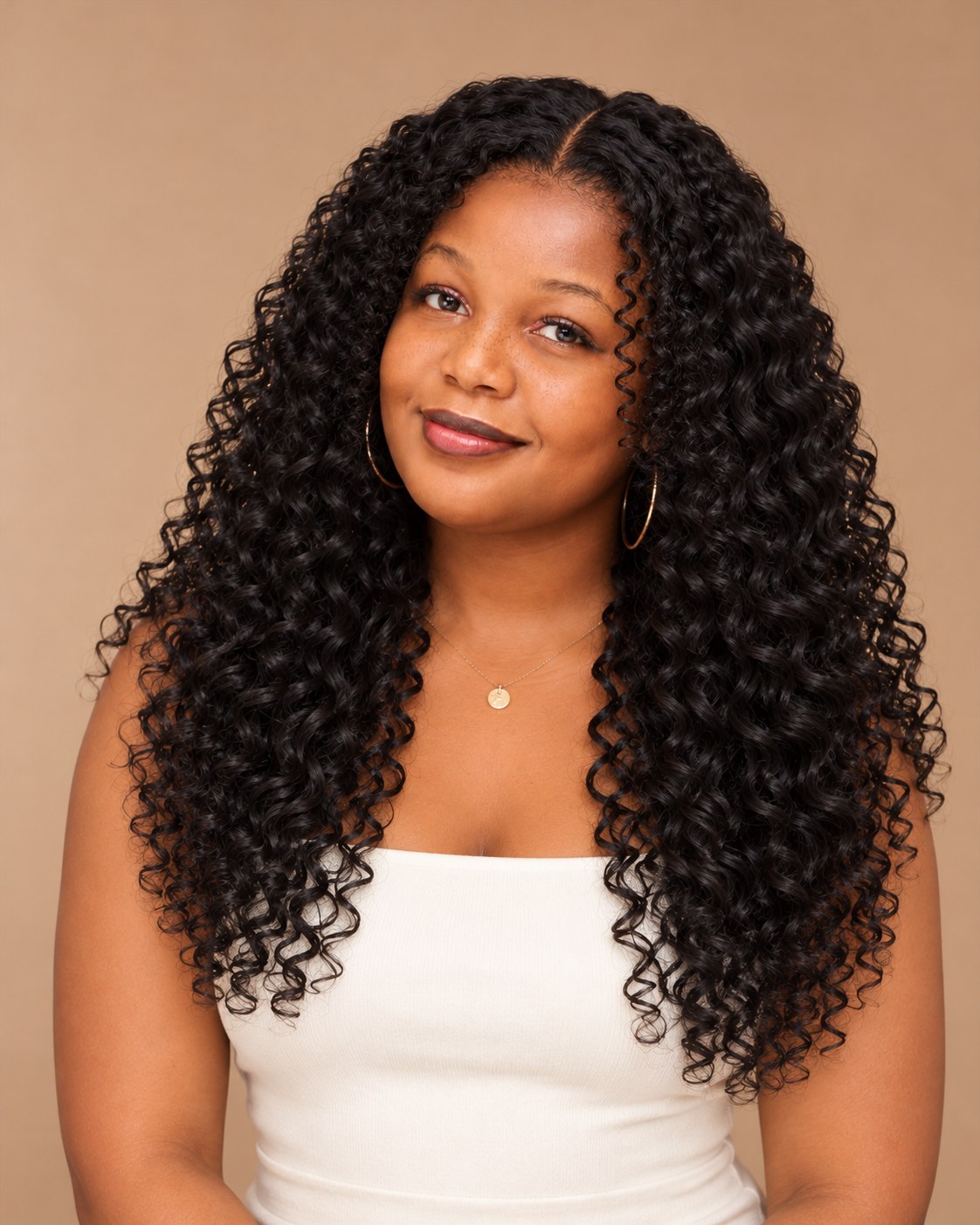 Burmese Curly Glueless Wig — model look 3